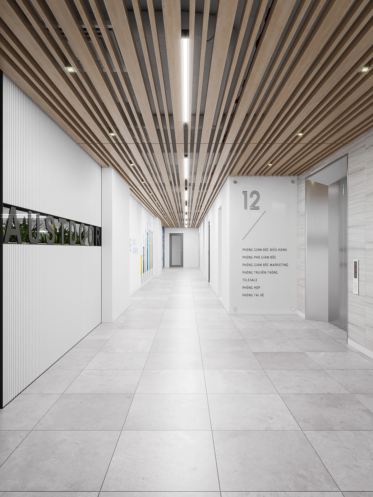 thiết kế hành lang theo phong cách tối giản