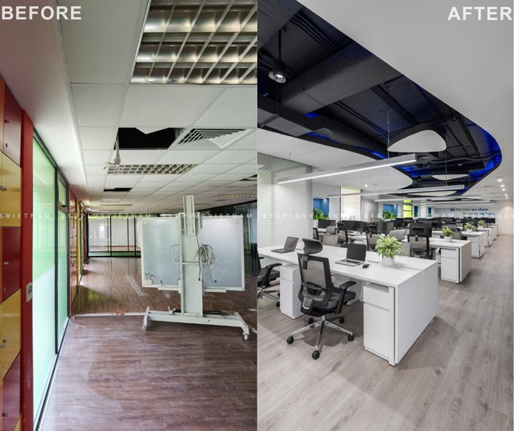văn phòng Eco Mobile trước và sau khi cải tạo