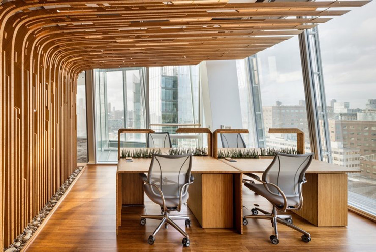thiết kế nội thất văn phòng bằng gỗ với kết cấu độc đáo
